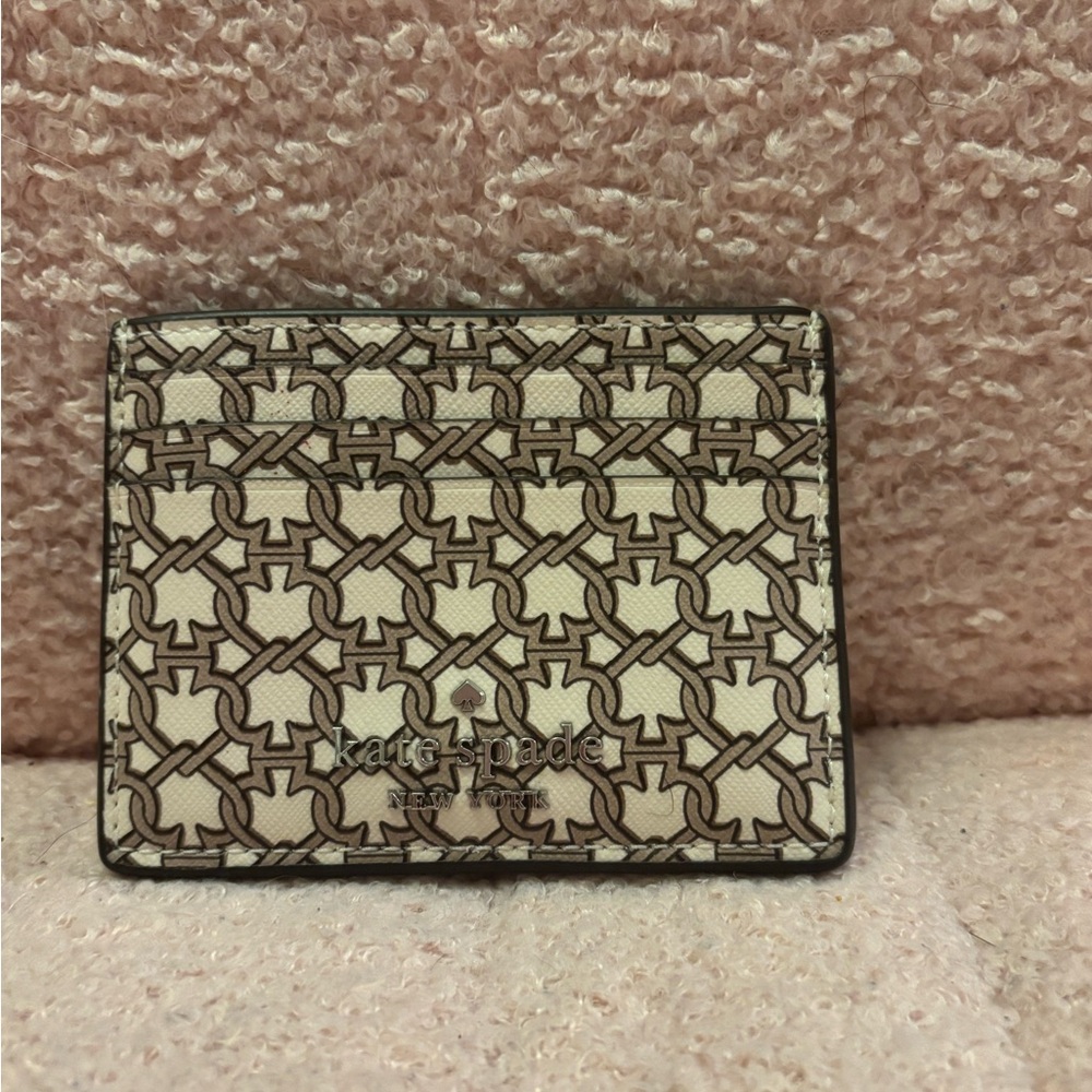 Kate Spade Cream and Brown Geometric Card Holder